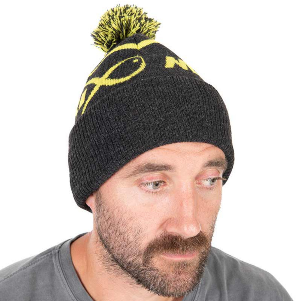 Matrix lime & grey bobble hat