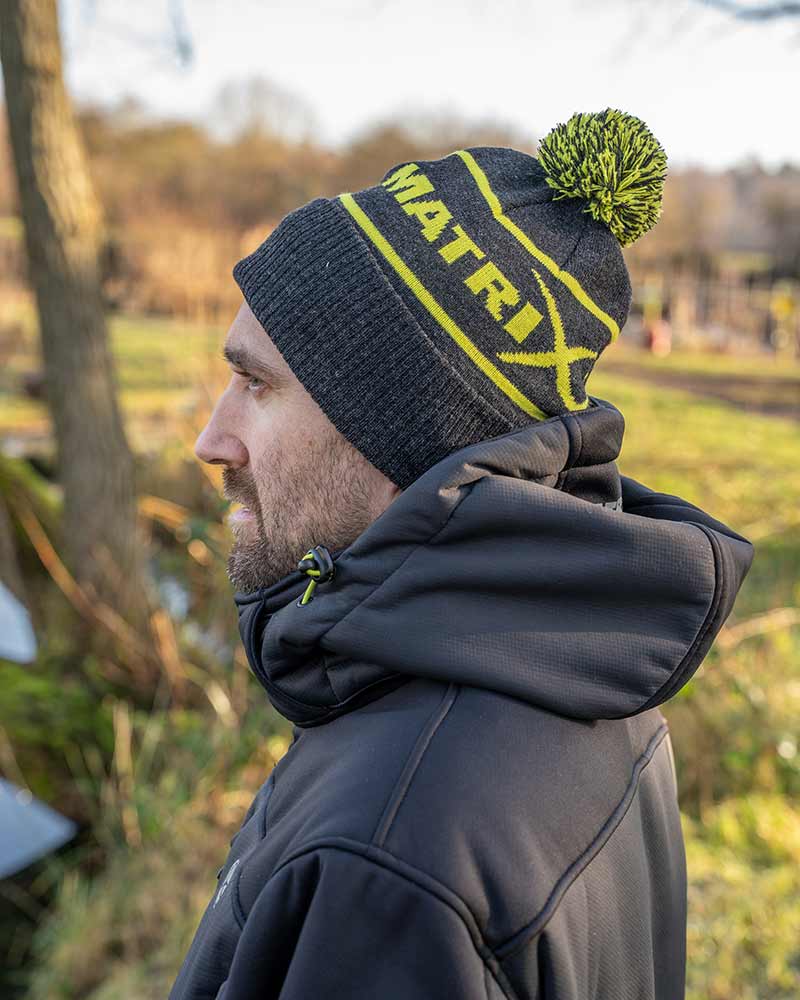 Matrix lime & grey bobble hat