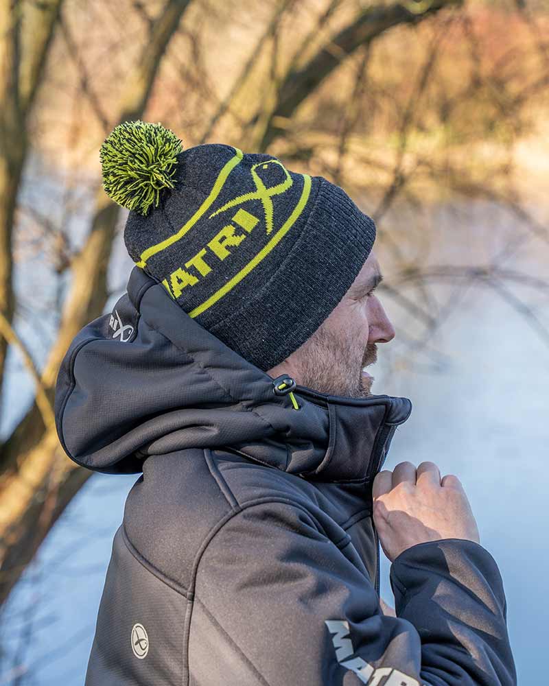LIME & GREY BOBBLE HAT