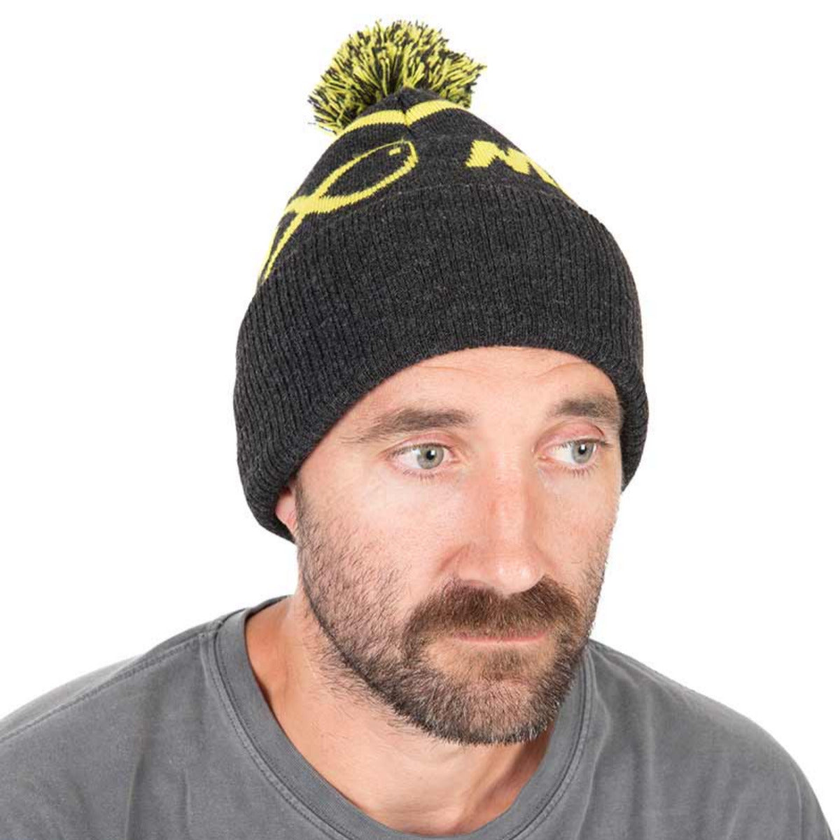 Matrix lime & grey bobble hat