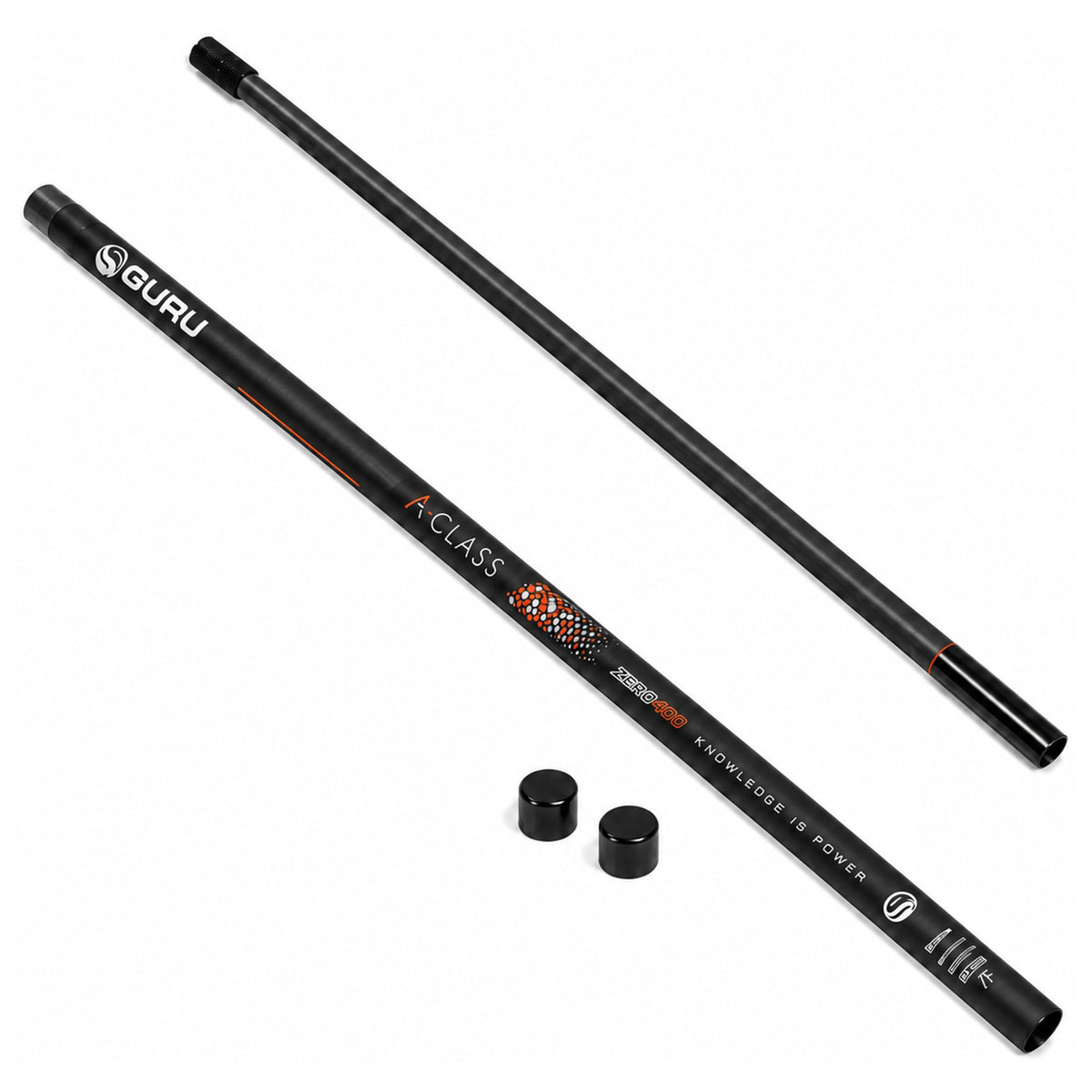 Guru A-Class schepnetsteel 2,9 m – tweedelige carbon steel met beschermdoppen
