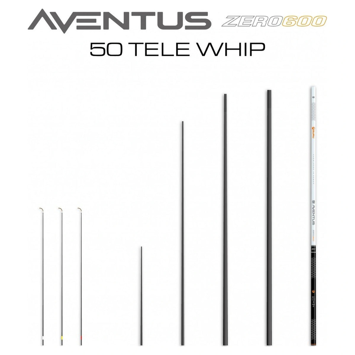 Guru Aventus Zero 600 Tele Whip 5,00 m (GRD318) – officiële 50 Tele Whip-uitvoering met drie toppen