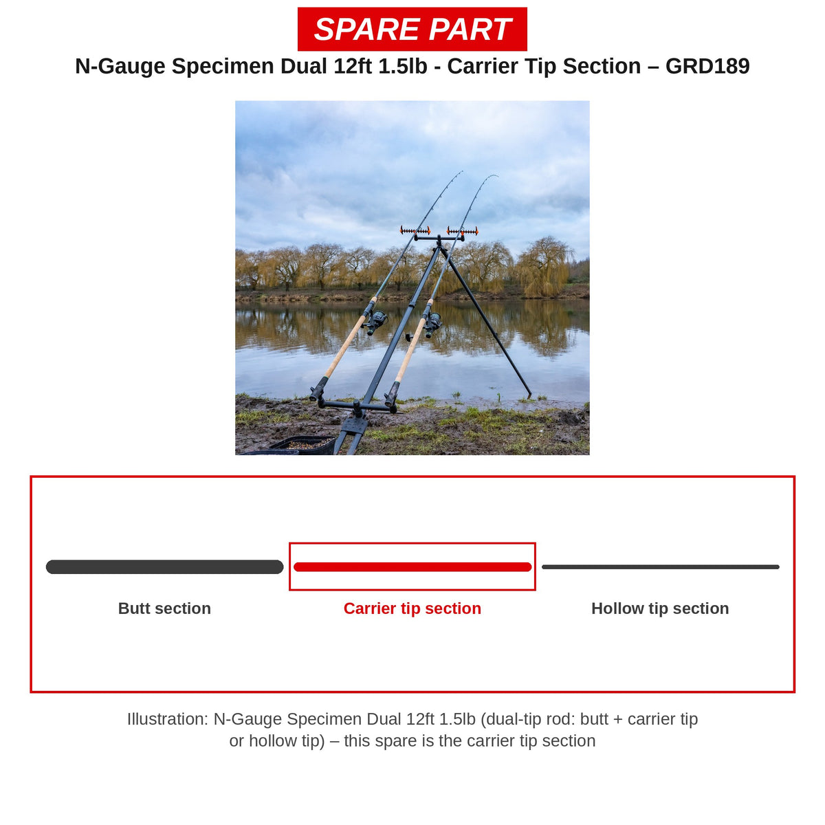 Guru Carrierdeel (carrier tip) N-Gauge Specimen Dual 12ft 1.5lb – GRD189