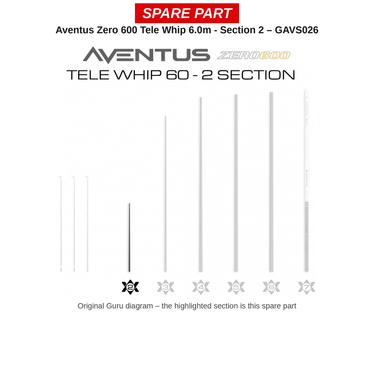 Guru Deel nr. 2 Aventus Zero 600 Tele Whip 6,0 m – GAVS026