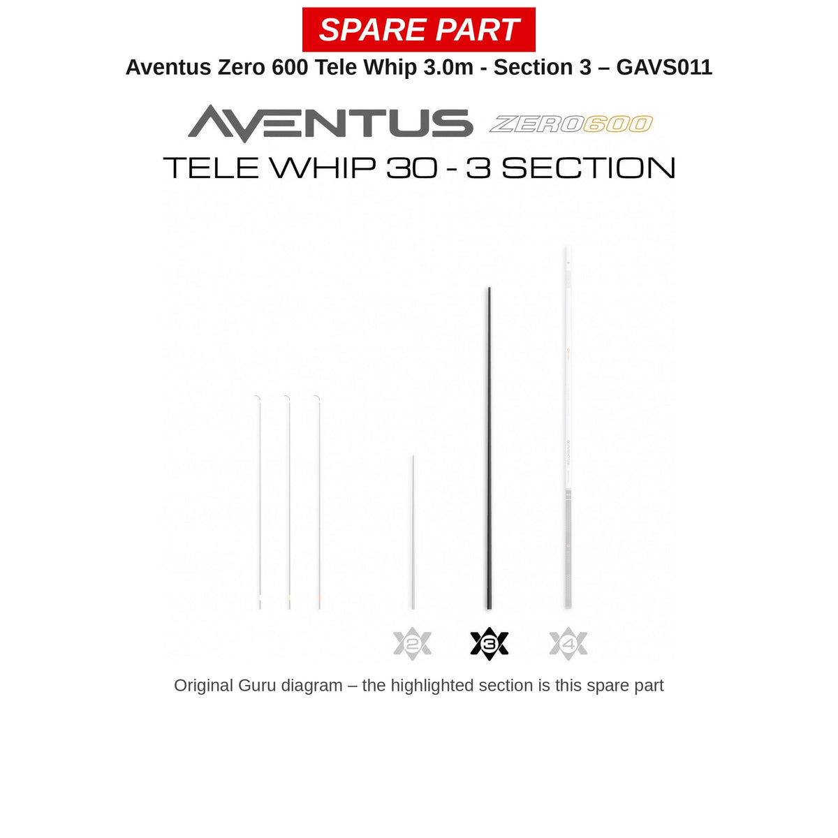 Guru Deel nr. 3 Aventus Zero 600 Tele Whip 3,0 m – GAVS011