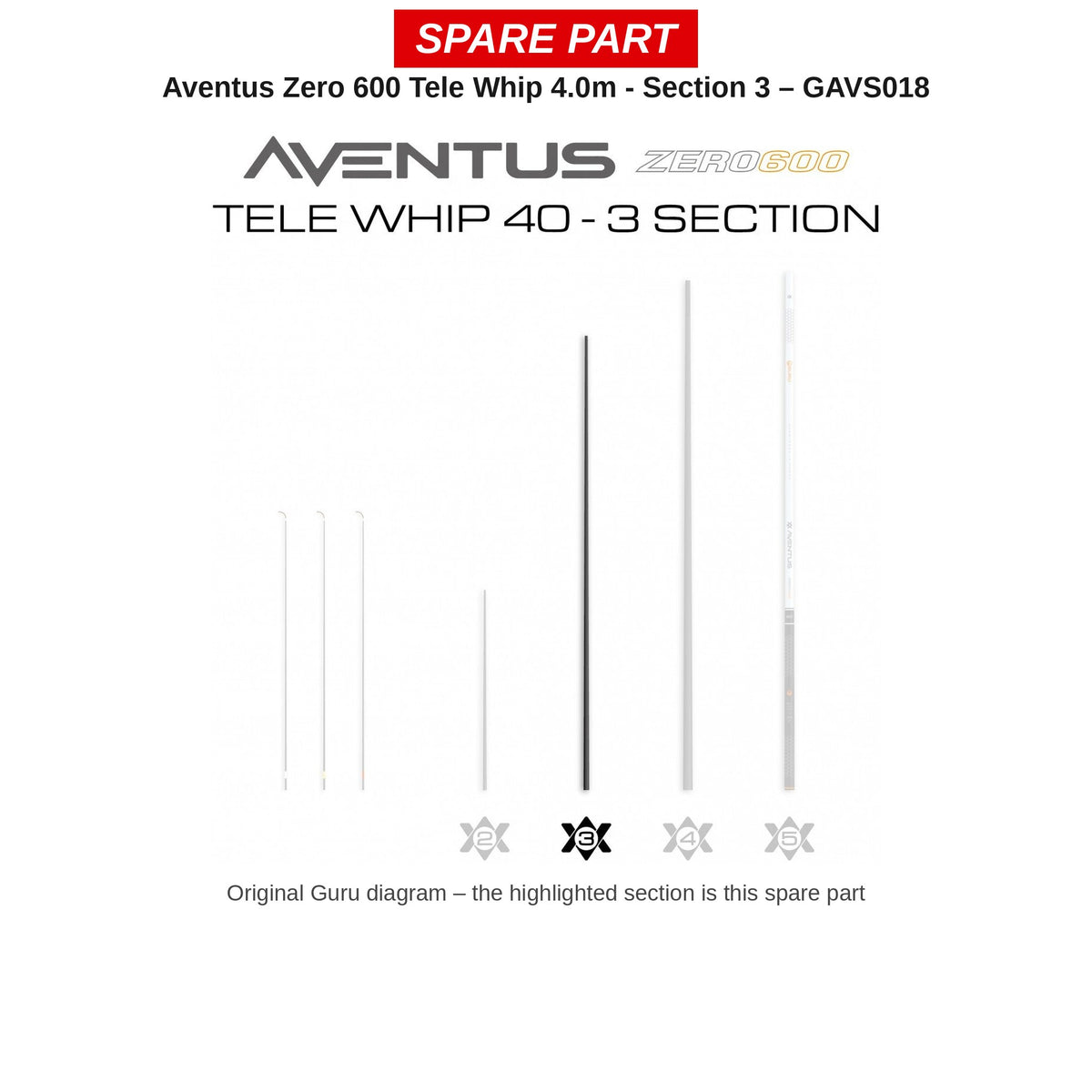 Guru Deel nr. 3 Aventus Zero 600 Tele Whip 4,0 m – GAVS018