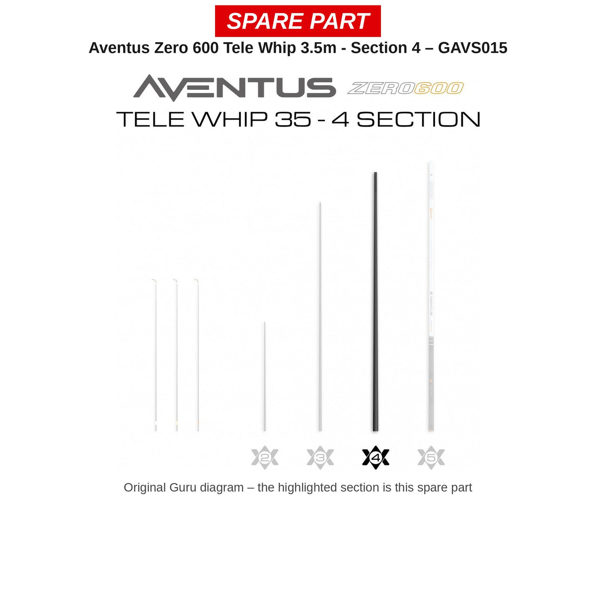 Guru Deel nr. 4 Aventus Zero 600 Tele Whip 3,5 m – GAVS015