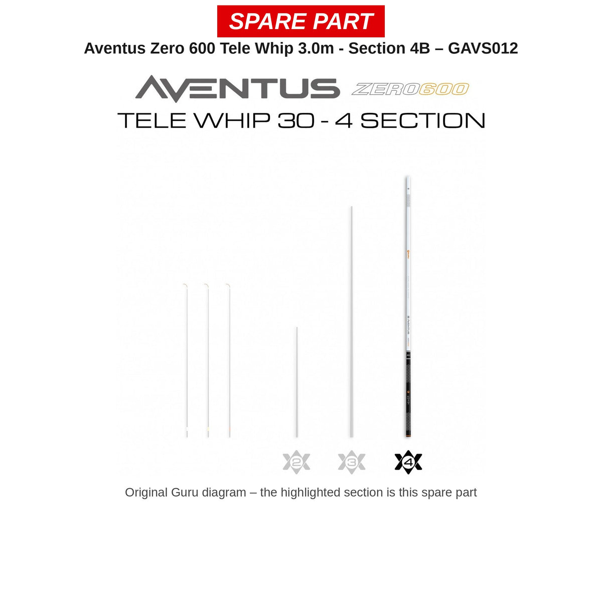 Guru Deel nr. 4B Aventus Zero 600 Tele Whip 3,0 m – GAVS012