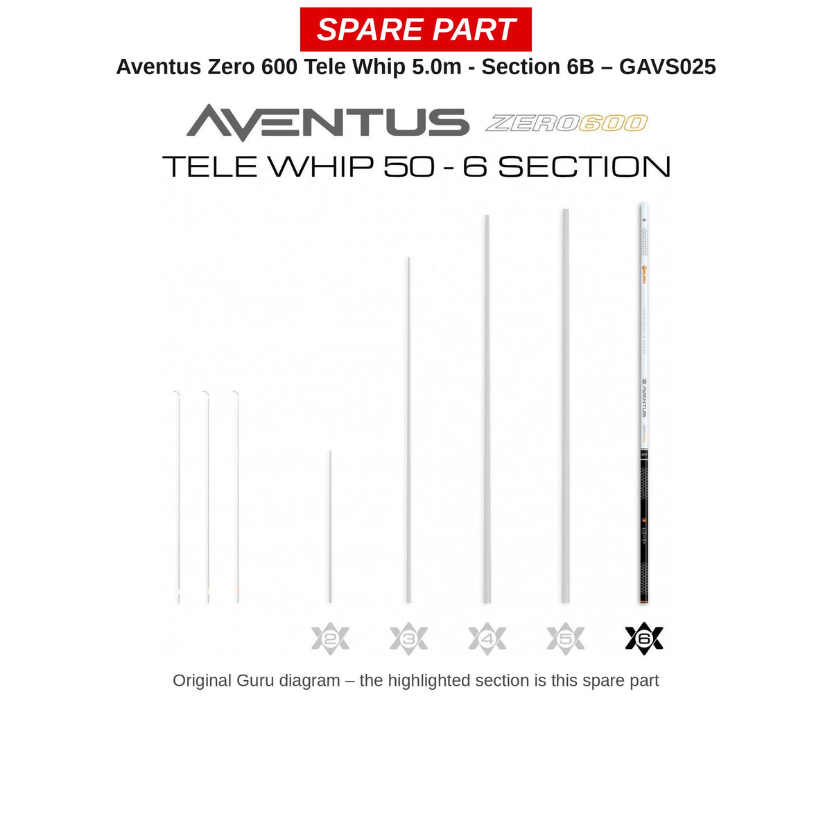 Guru Deel nr. 6B Aventus Zero 600 Tele Whip 5,0 m – GAVS025