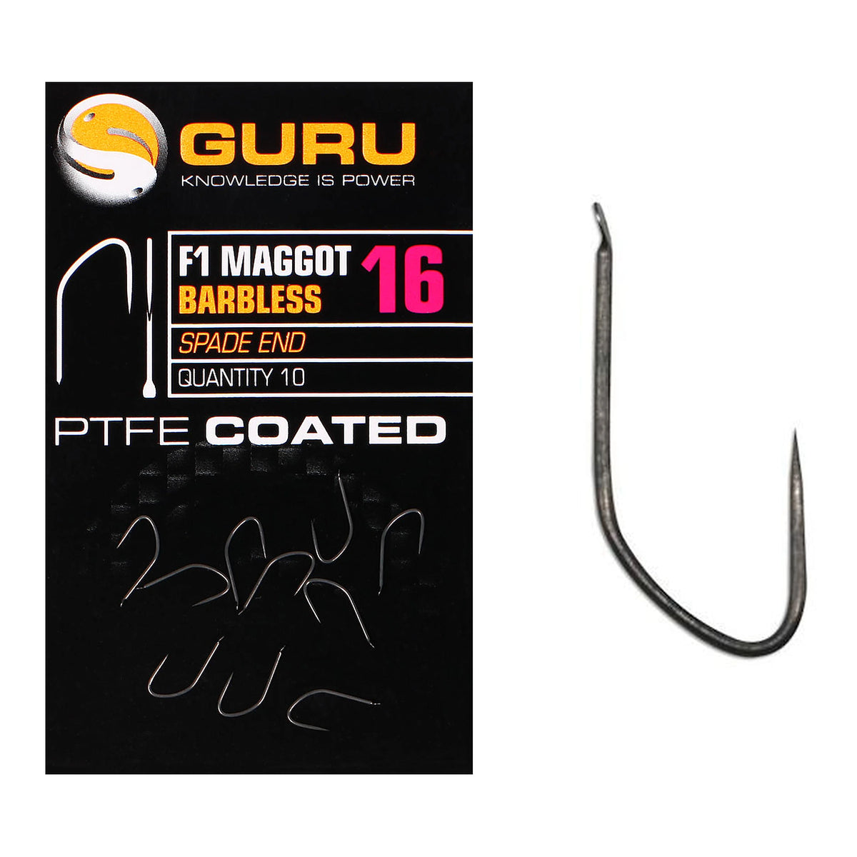 Guru F1 Maggot Barbless Spade End maat 16 – weerhaakloze bledhaak