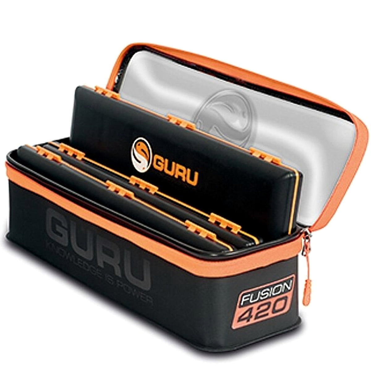 Guru Fusion 420 Long accessoiretas geopend met opgeborgen onderlijnendozen