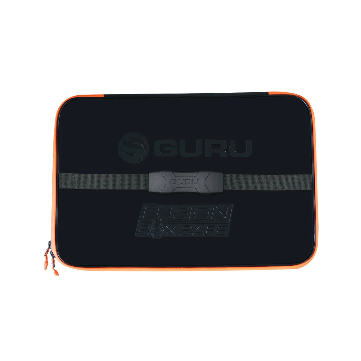 Guru Fusion Boxsafe – gesloten zwarte opbergtas met oranje rand en draagriem