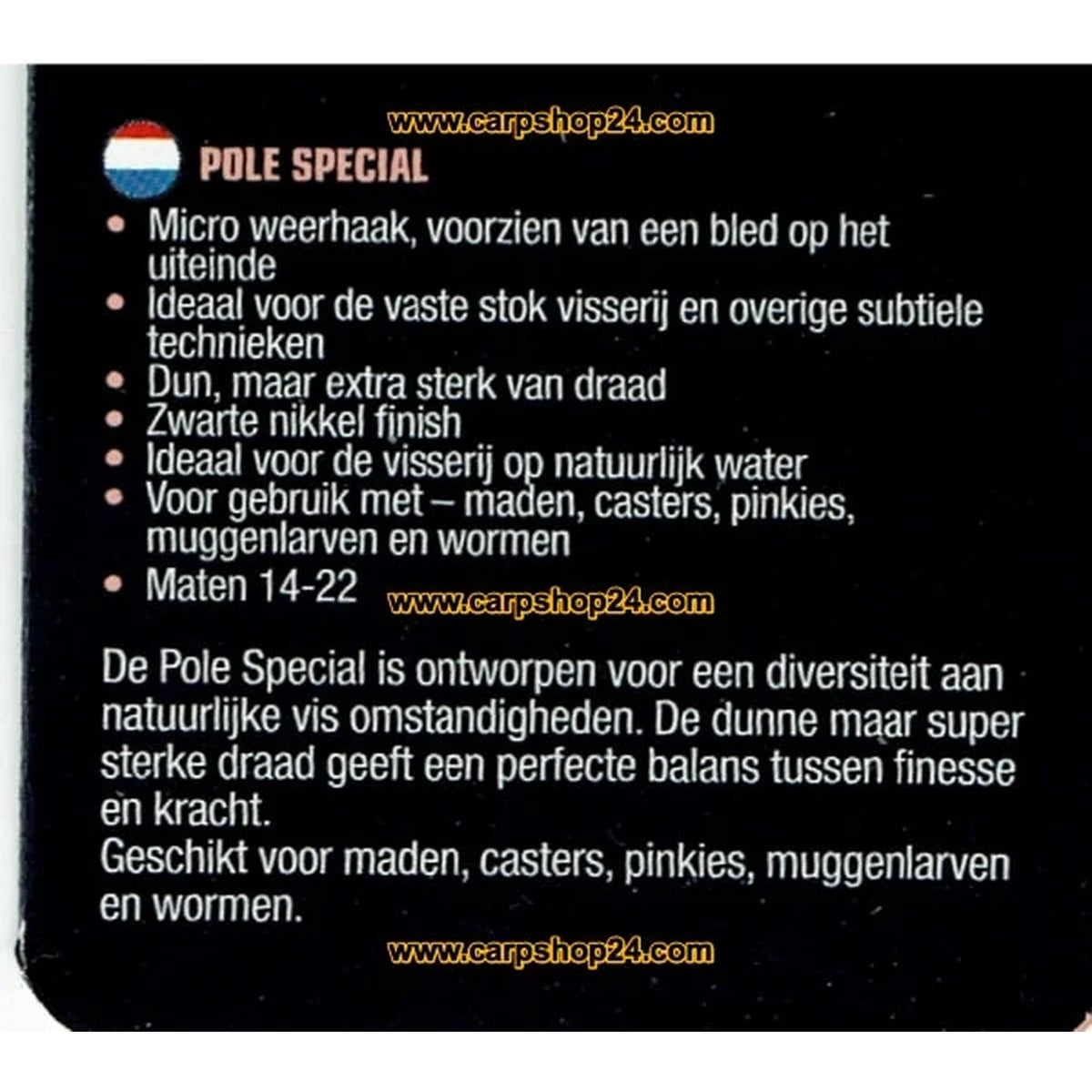 Informatie over Guru GPS Micro Barb Pole Special haken met intacte watermerken