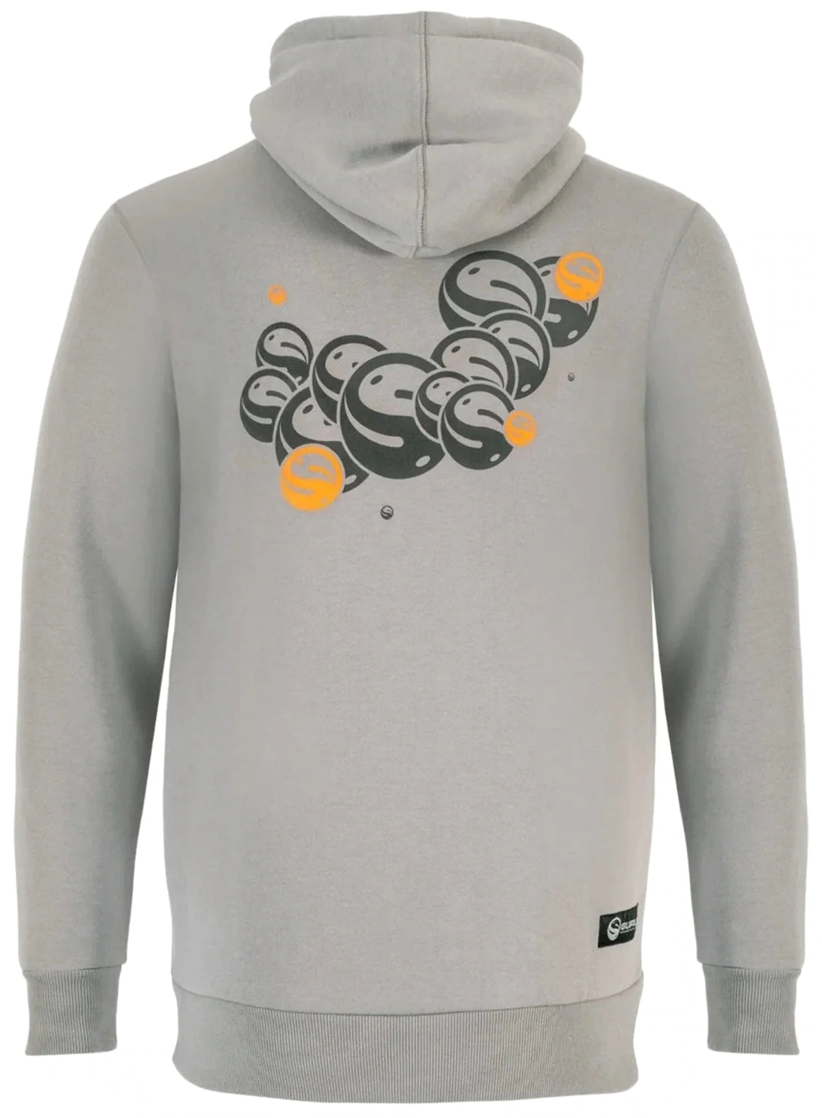 Guru Grey Circles Hoodie, achterzijde met zwart-oranje Guru-cirkelmotief