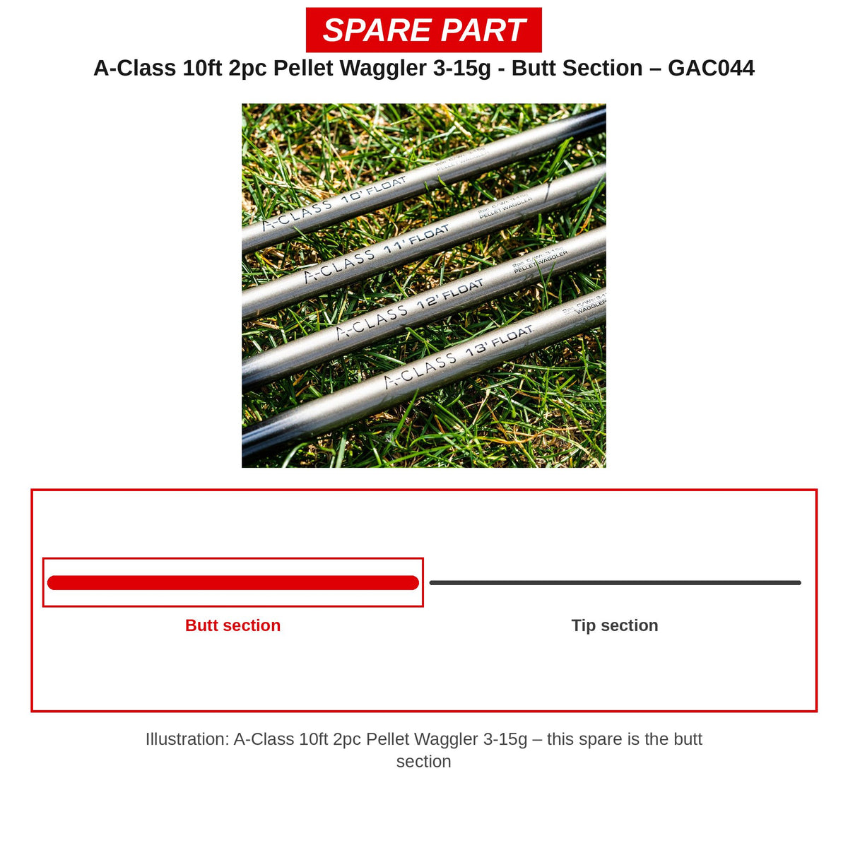 Guru Handdeel A-Class 10ft Pellet Waggler 3-15g – GAC044