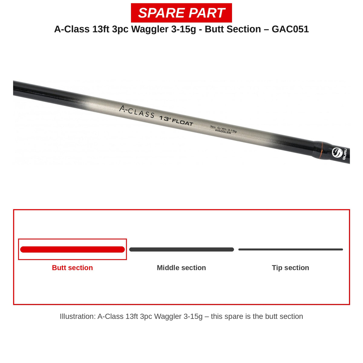 Guru Handdeel A-Class 13ft Waggler 3-15g – GAC051