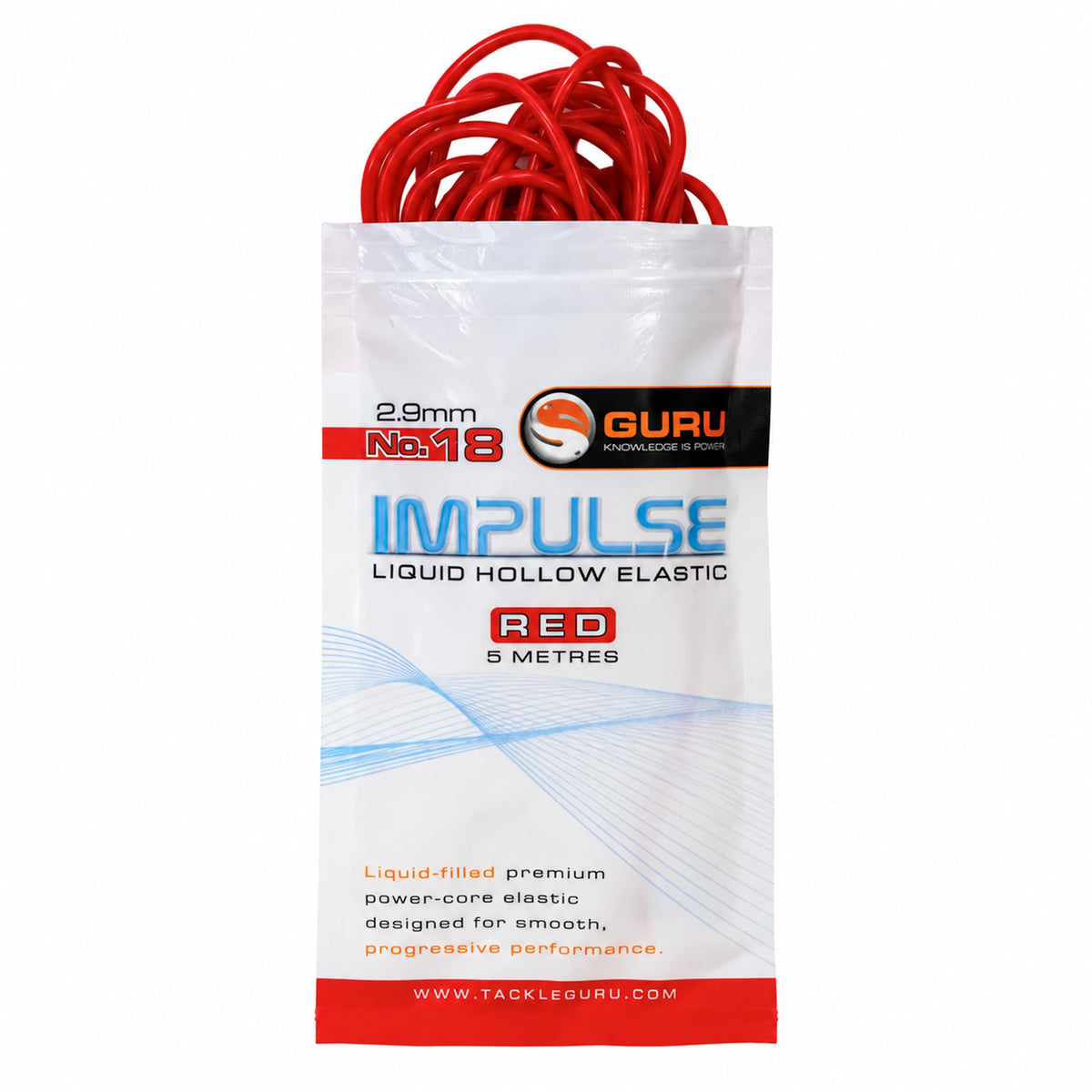 Guru Hollow Elastic 5m 2.9 mm rood – verpakking met zichtbaar elastiek