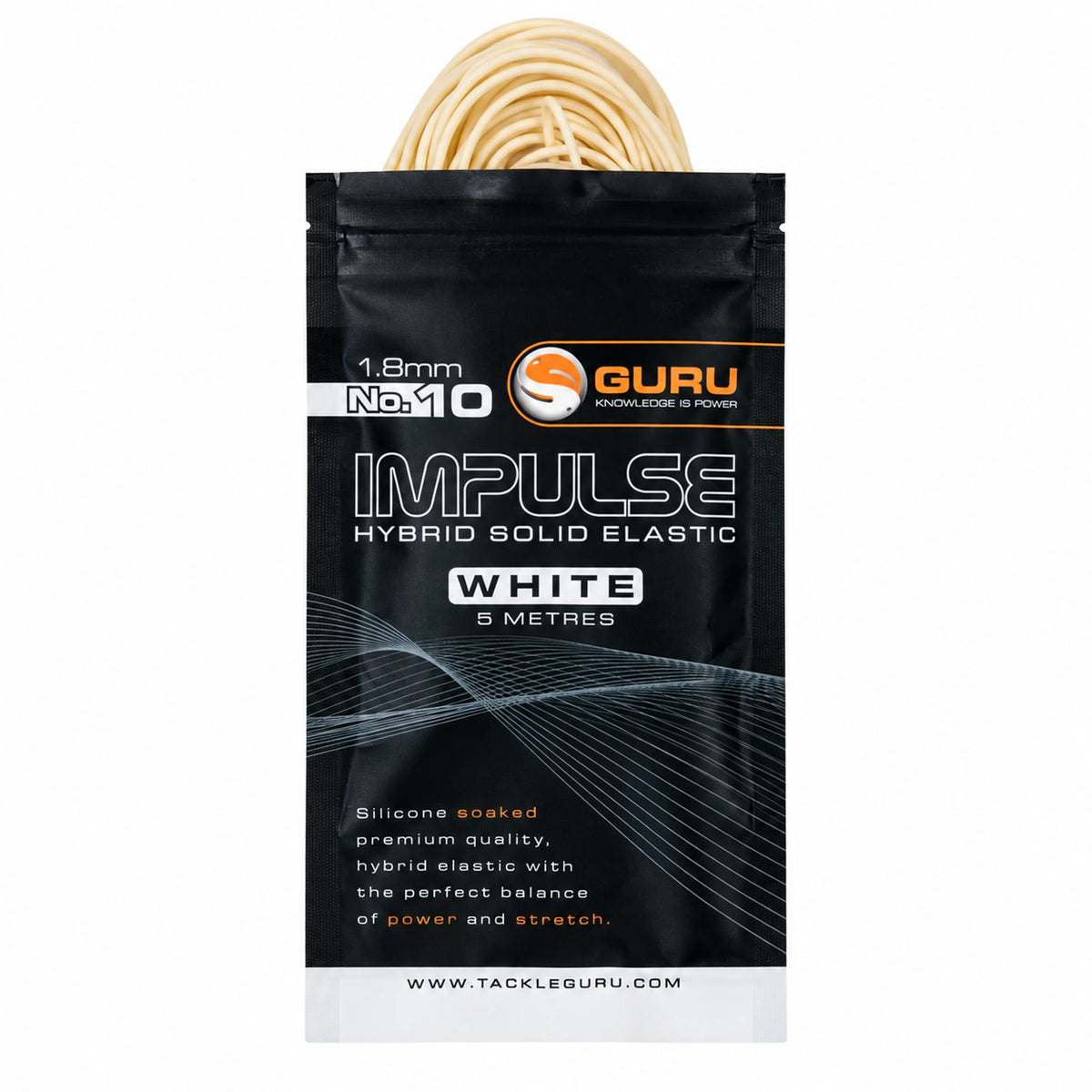 Guru Hybrid Elastic 5m 1.8 mm wit – verpakking met zichtbaar elastiek