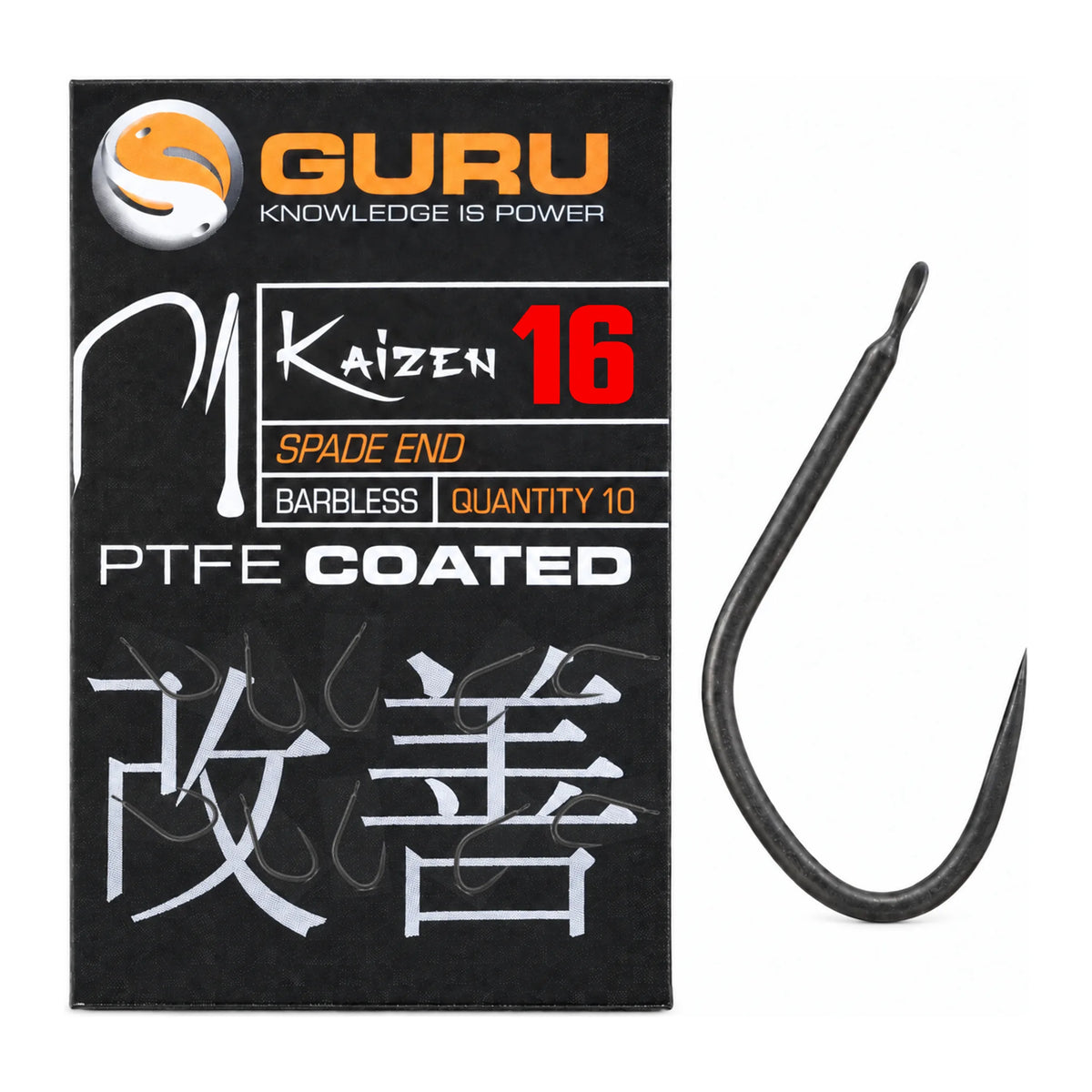 Guru Kaizen Spade End Barbless haak maat 16, verpakking met losse haak