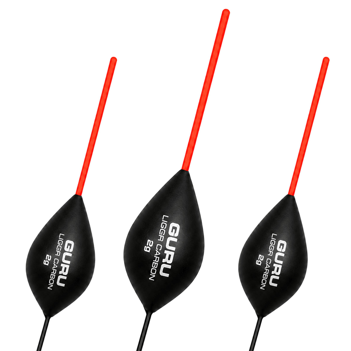 Guru Ligger Carbon – drie dobbers met rode antenne en de oorspronkelijke 2g-opdruk