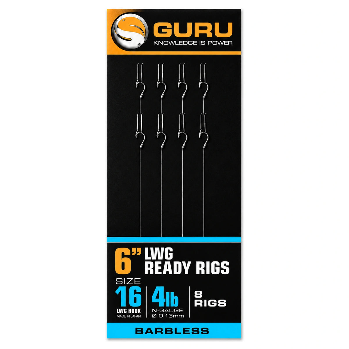 Guru 6 inch LWG Ready Rigs Barbless, maat 16, 4lb, 0.13mm