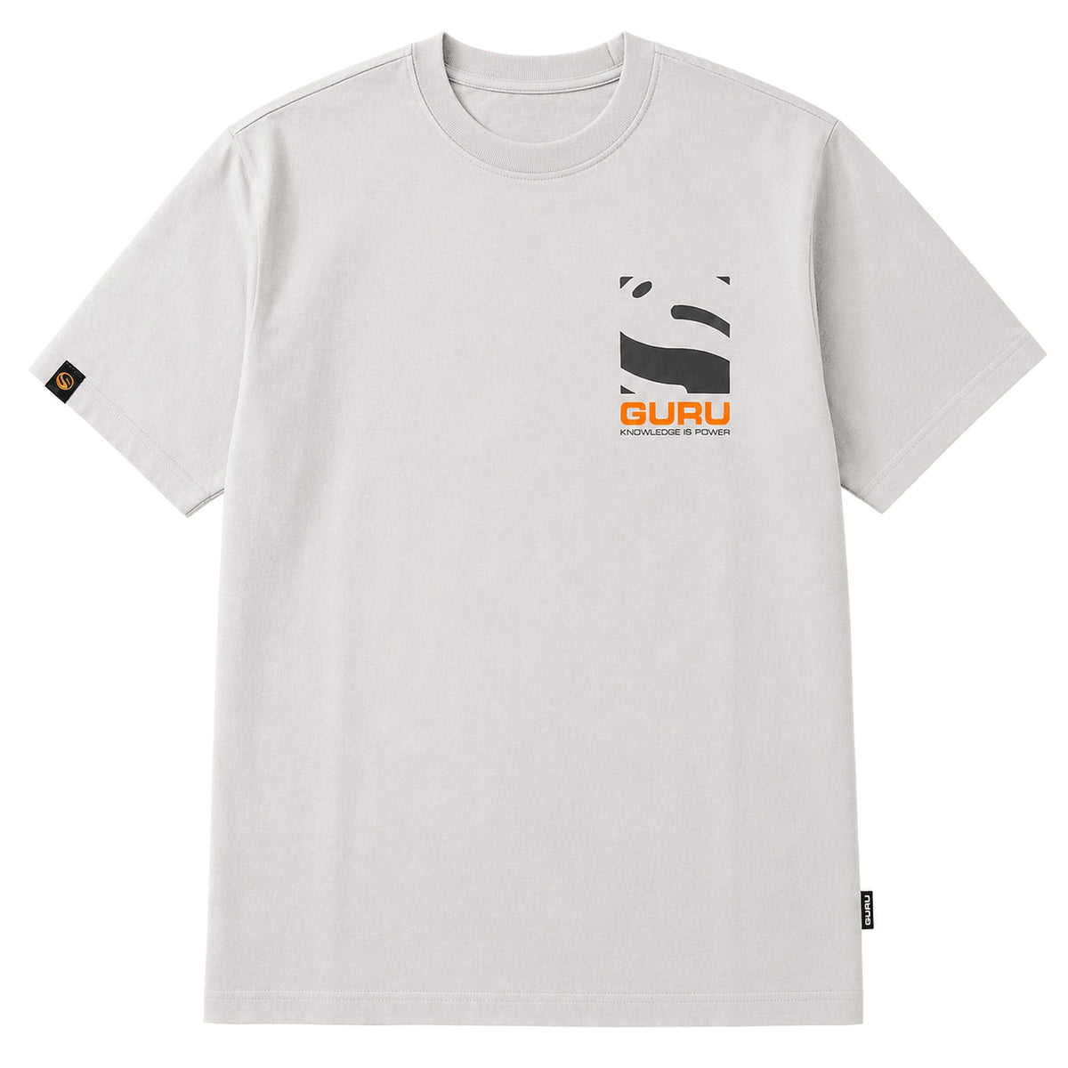 Guru Magnify Grey Tee grijs T-shirt met kleine borstprint, volledig vooraanzicht