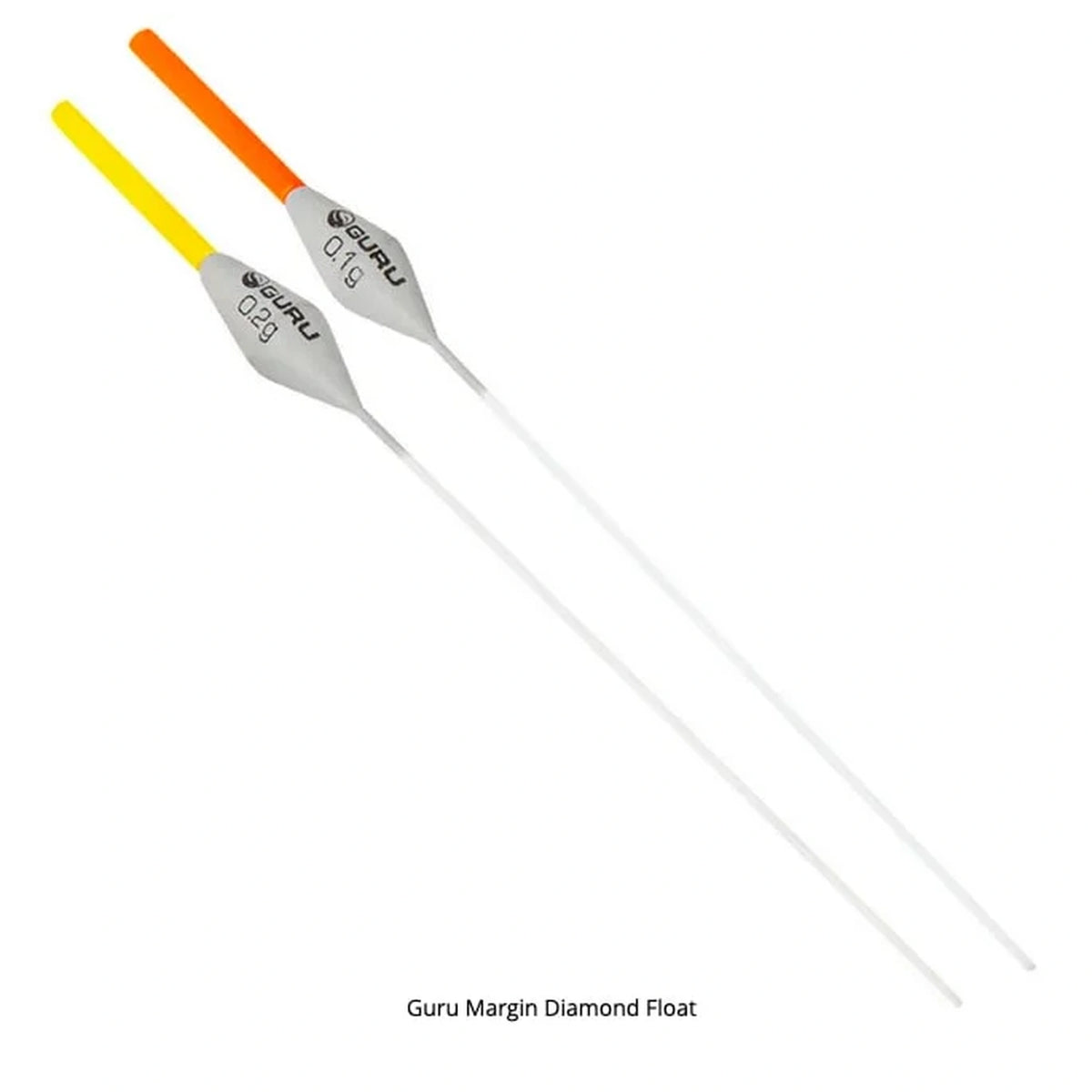 Twee Guru Margin Diamond dobbers met rode en gele antenne