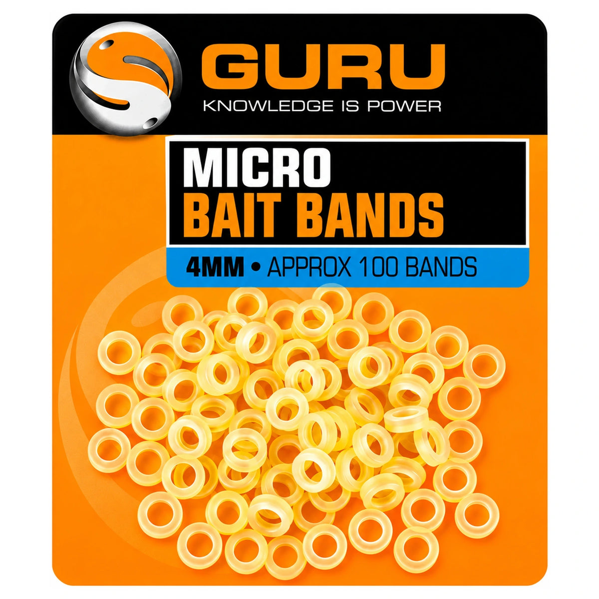 Guru Micro Bait Bands 4mm – verpakking met circa honderd pelletbandjes