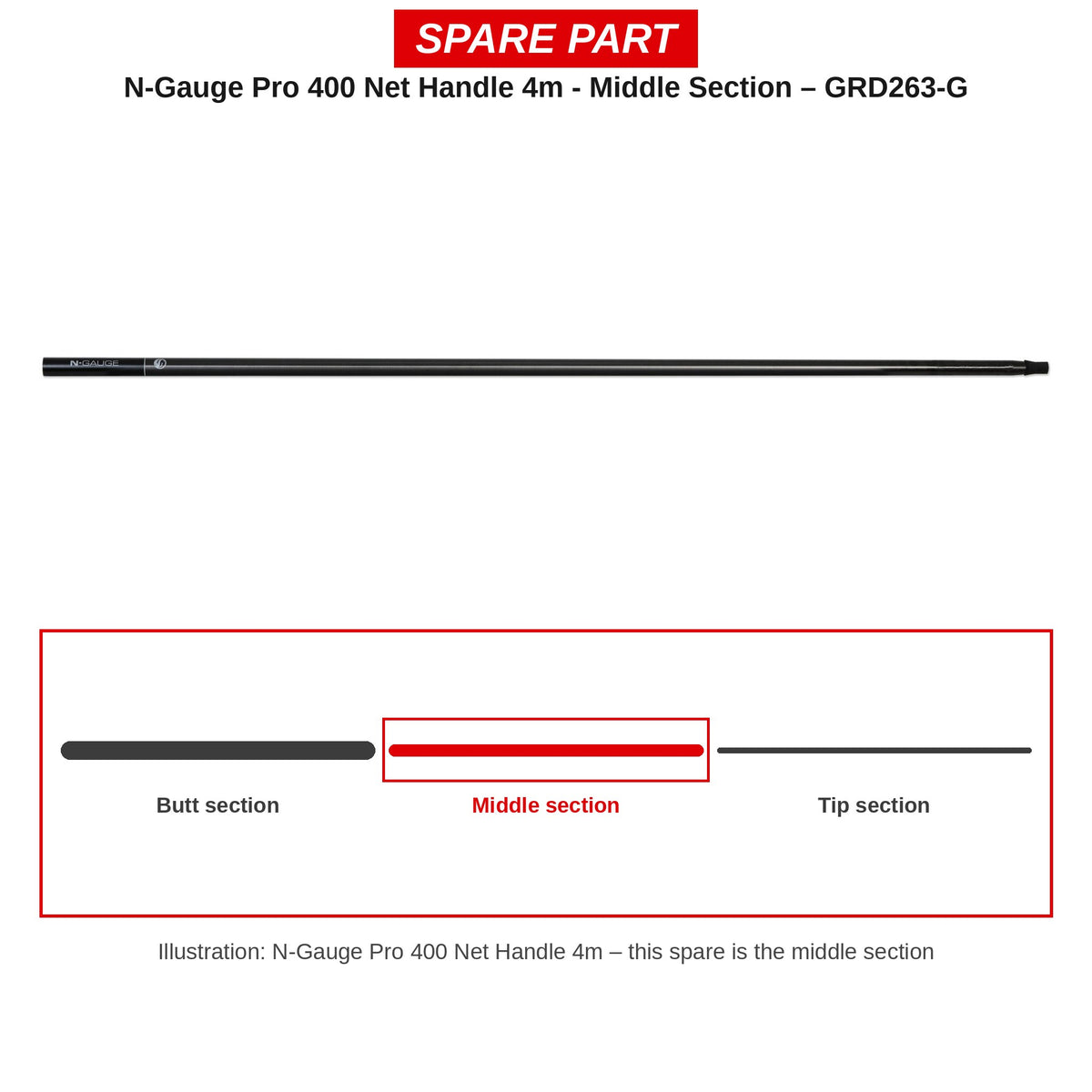 Guru Middendeel N-Gauge Pro 400 schepnetsteel 4 m – GRD263