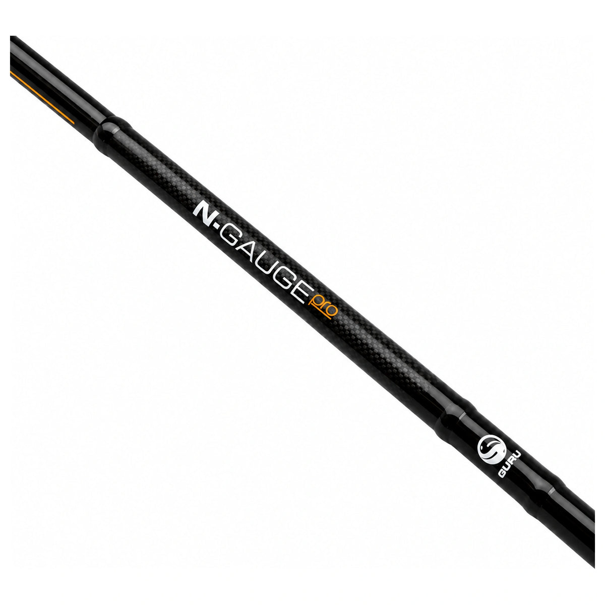 Guru N-Gauge Pro Feeder – diagonale carbon blank met modelopdruk en Guru-logo