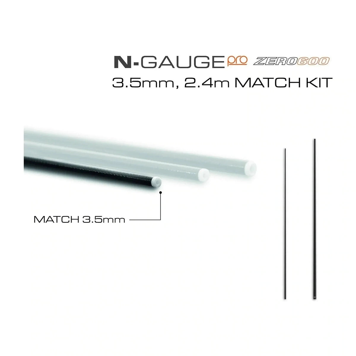 Guru N-Gauge Pro ZERO600 Match Top 2 Kit 3.5mm 2.4m, twee delen en detail van de PTFE-bus