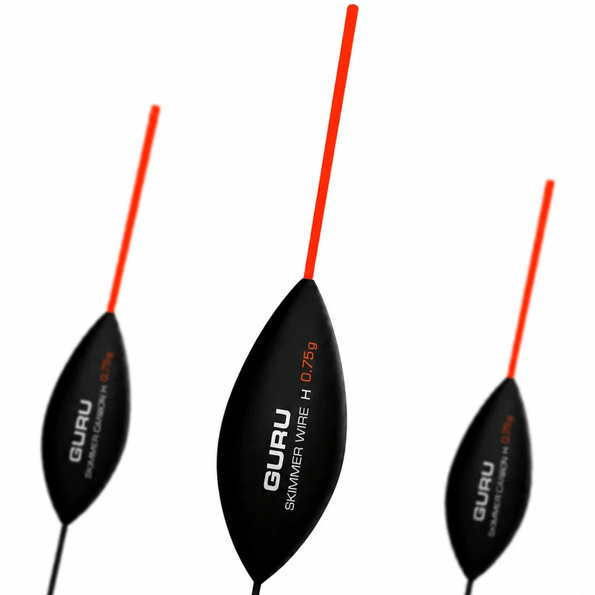 Guru Skimmer Hollow Wire dobbers met oranje antennes en zwarte lichamen