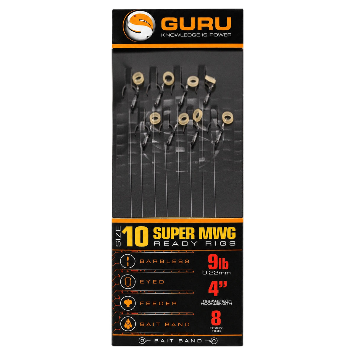 Guru Super MWG Bait Band Ready Rigs 4 inch – haak 10, 0.22 mm, met volledige onderlijnen