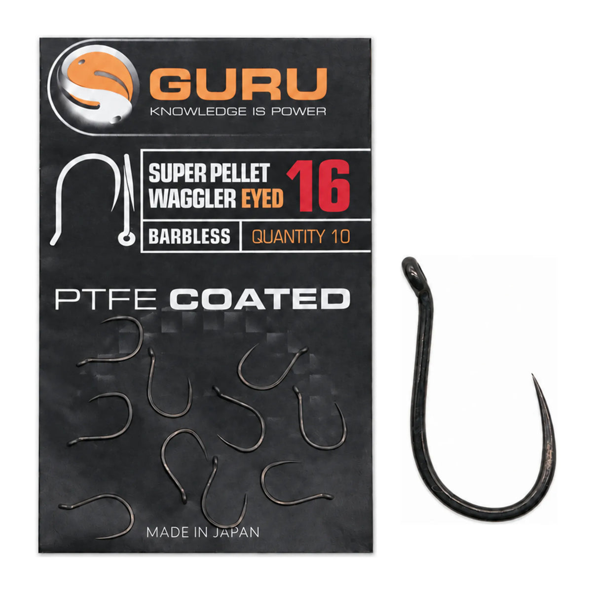 Guru Super Pellet Waggler Eyed Barbless haak maat 16 met verpakking