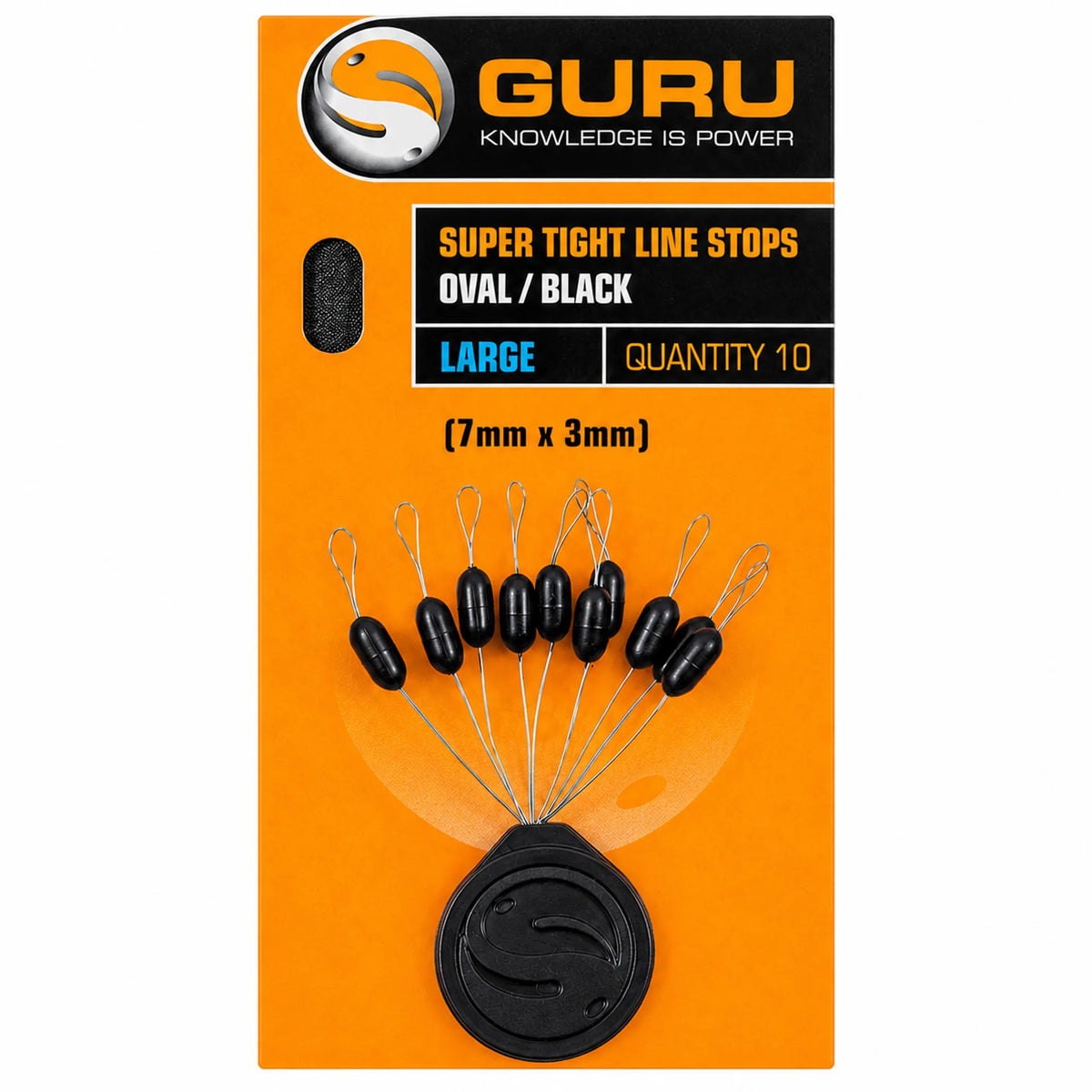 Guru Super Tight Line Stops Oval Black Large 7 x 3 mm – GLS003