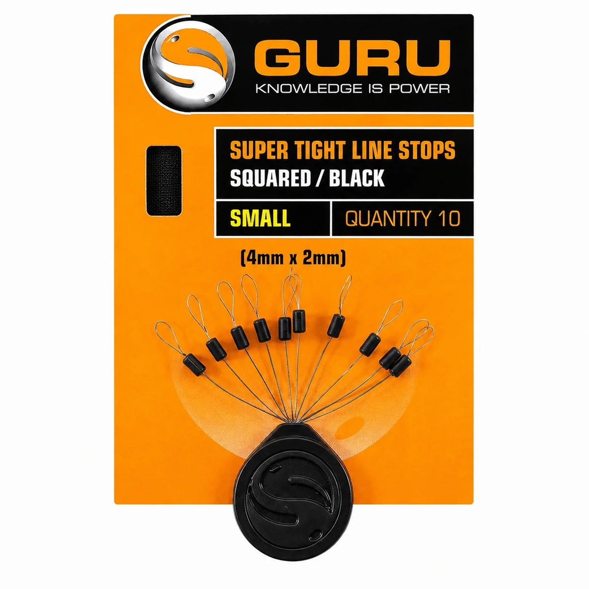 Guru Super Tight Squared Black lijnstoppers Small 4 x 2 mm, verpakking van 10