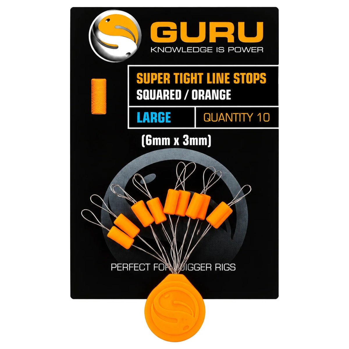 Guru Super Tight Squared Orange lijnstoppers Large 6 x 3 mm, verpakking van 10