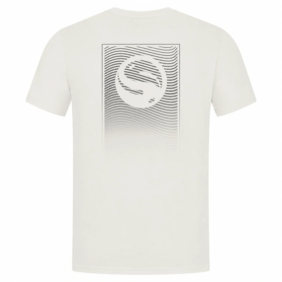 Achterzijde van het lichtgrijze Guru Waves T-shirt met grote grijze Waves-print