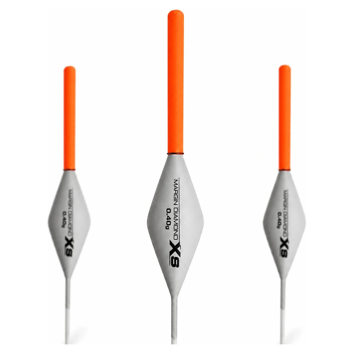 Drie Guru XS Inline Margin Diamond dobbers met oranje antenne