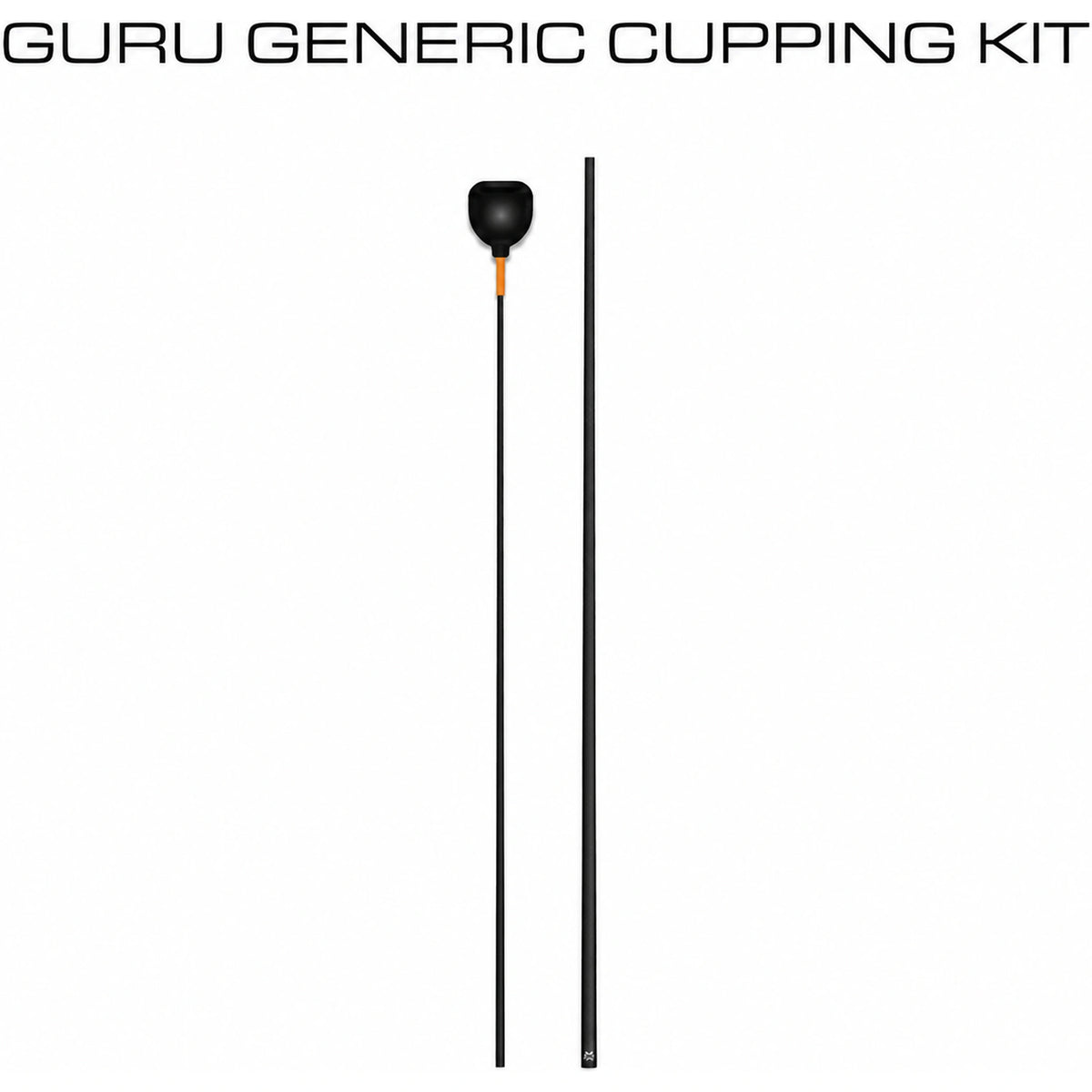 Guru cupping-kit met zwarte voercup en twee lange delen in een productschema