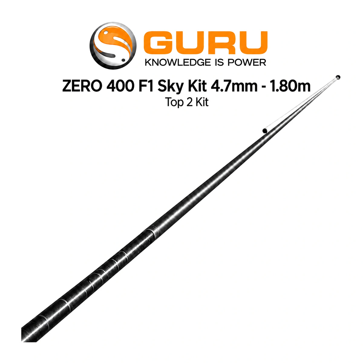Guru ZERO 400 F1 Sky Kit 4.7mm – tweedelige topset van 1,80 m met Guru-logo en diagonale delen