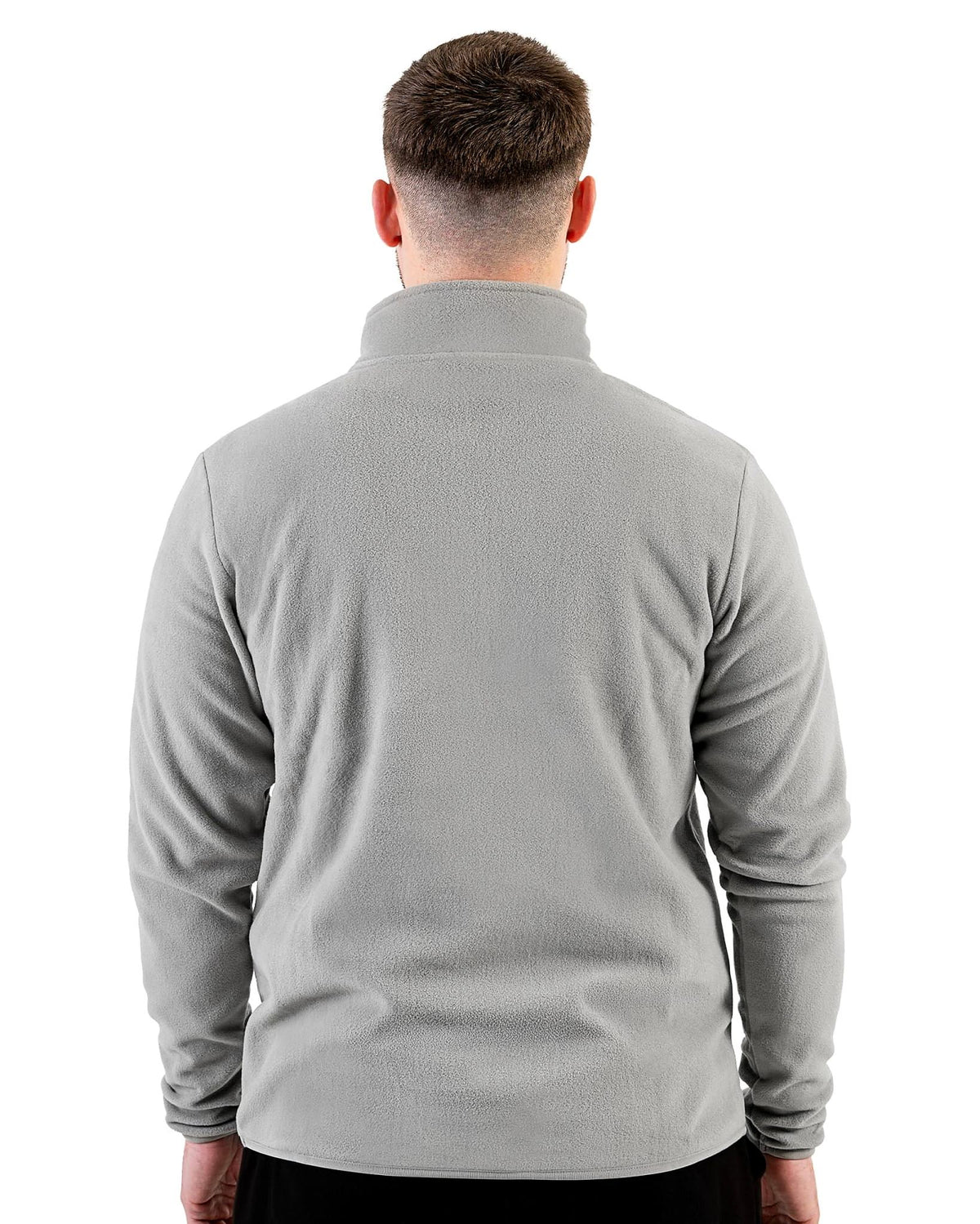 Guru Zip Fleece Grey – achteraanzicht van de grijze fleecetrui op model