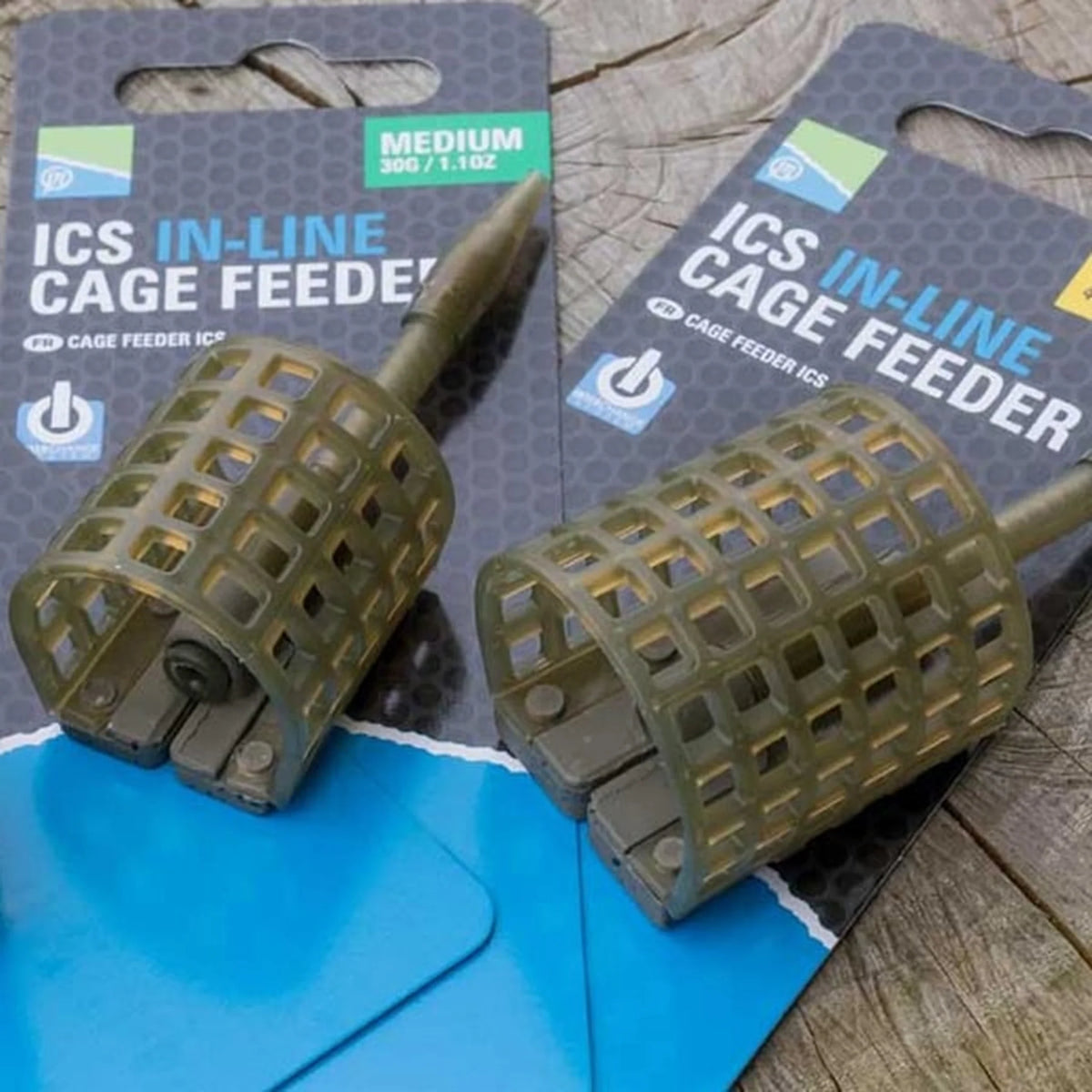 Preston ICS In-line Cage Feeders met productverpakking