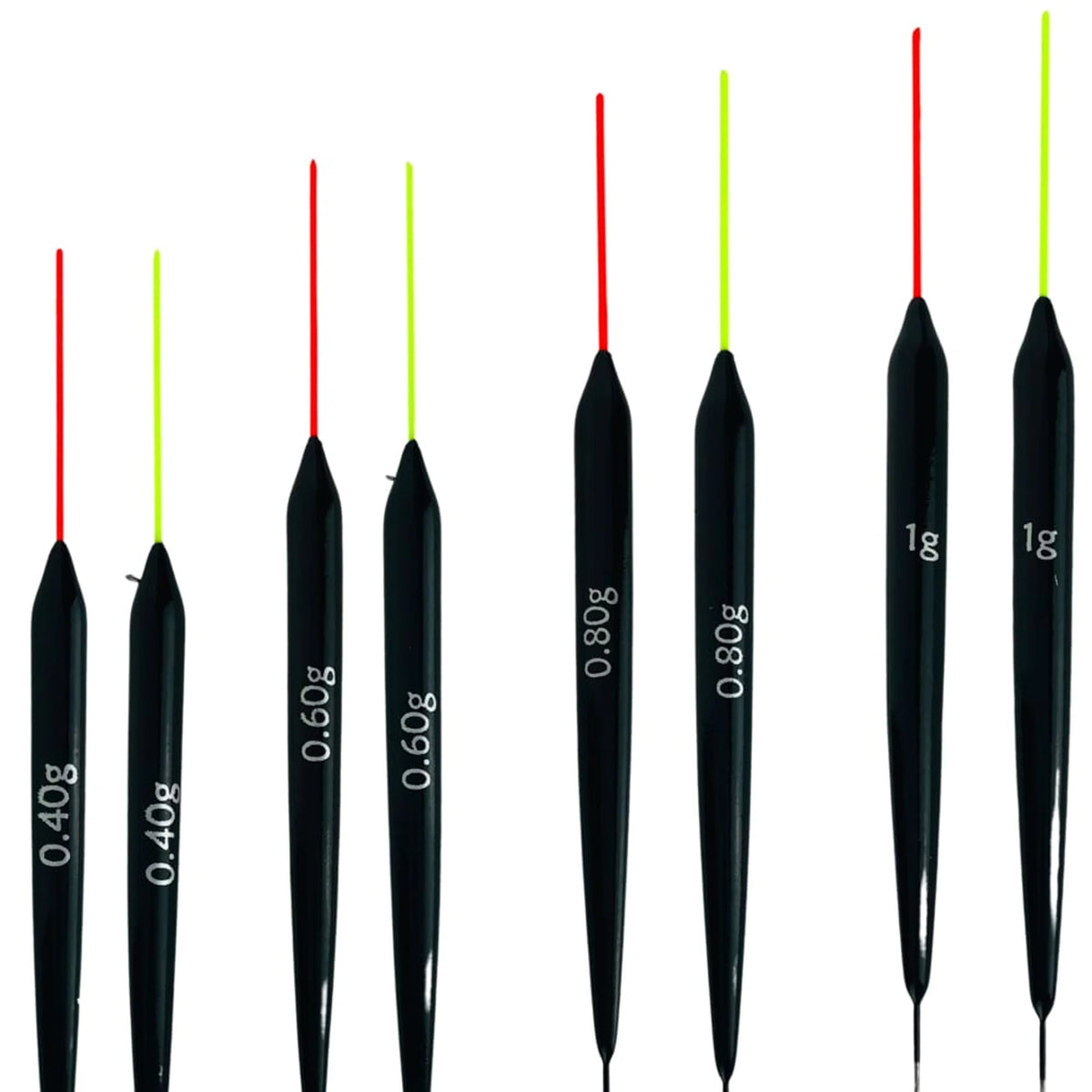 Carpshop24 Kanaal 3 dobbers in verschillende gewichten met rode en gele antenne
