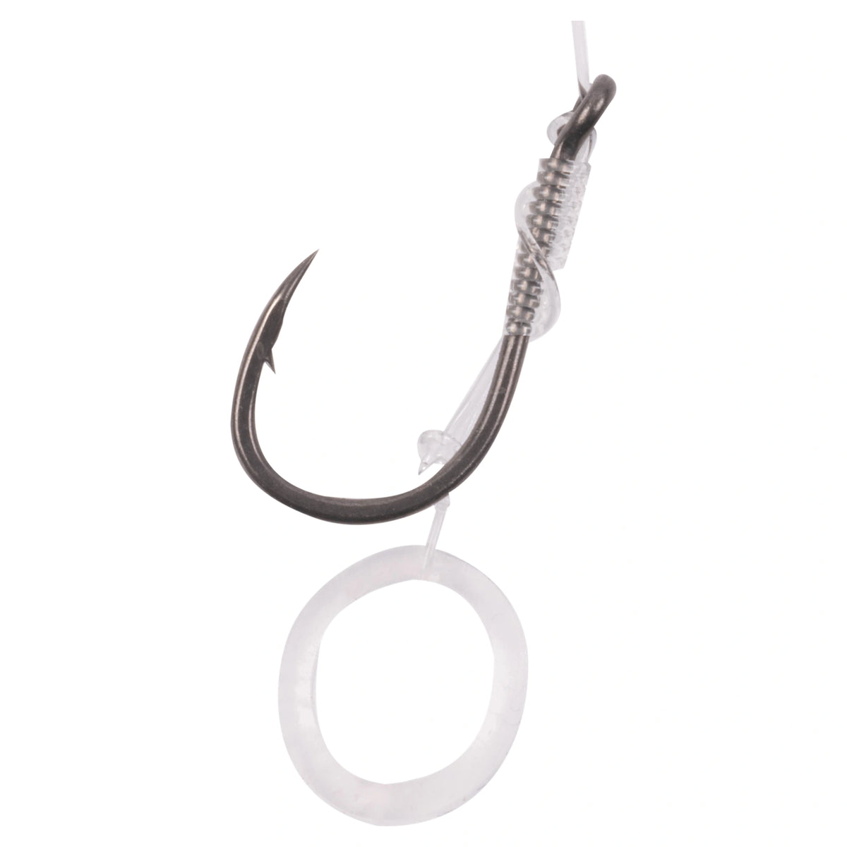 Korum Banded Hair Rigs Barbed – close-up van de haak, knoop en bait band
