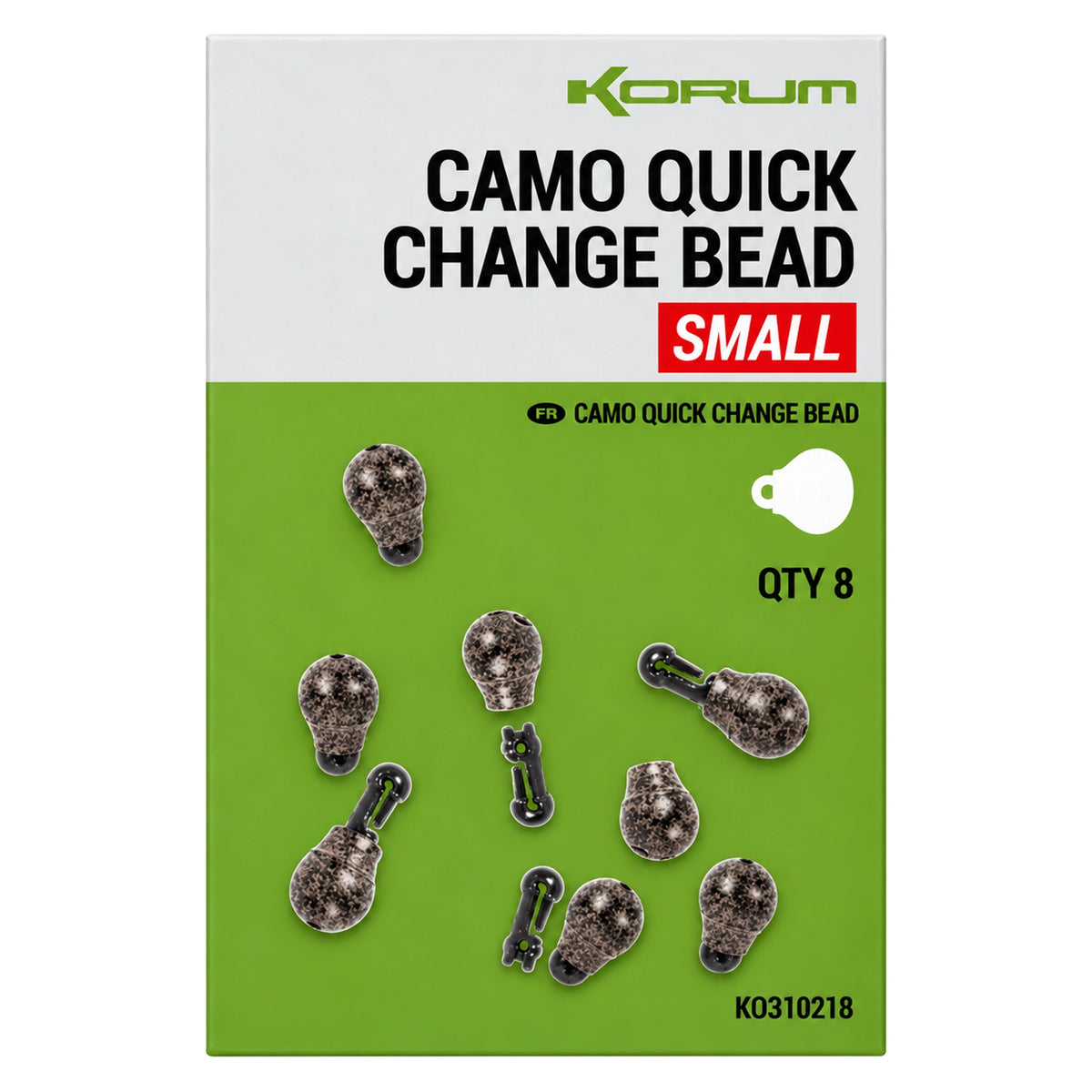 Korum Camo Quick Change Bead Small – verpakking met acht snelwisselkralen