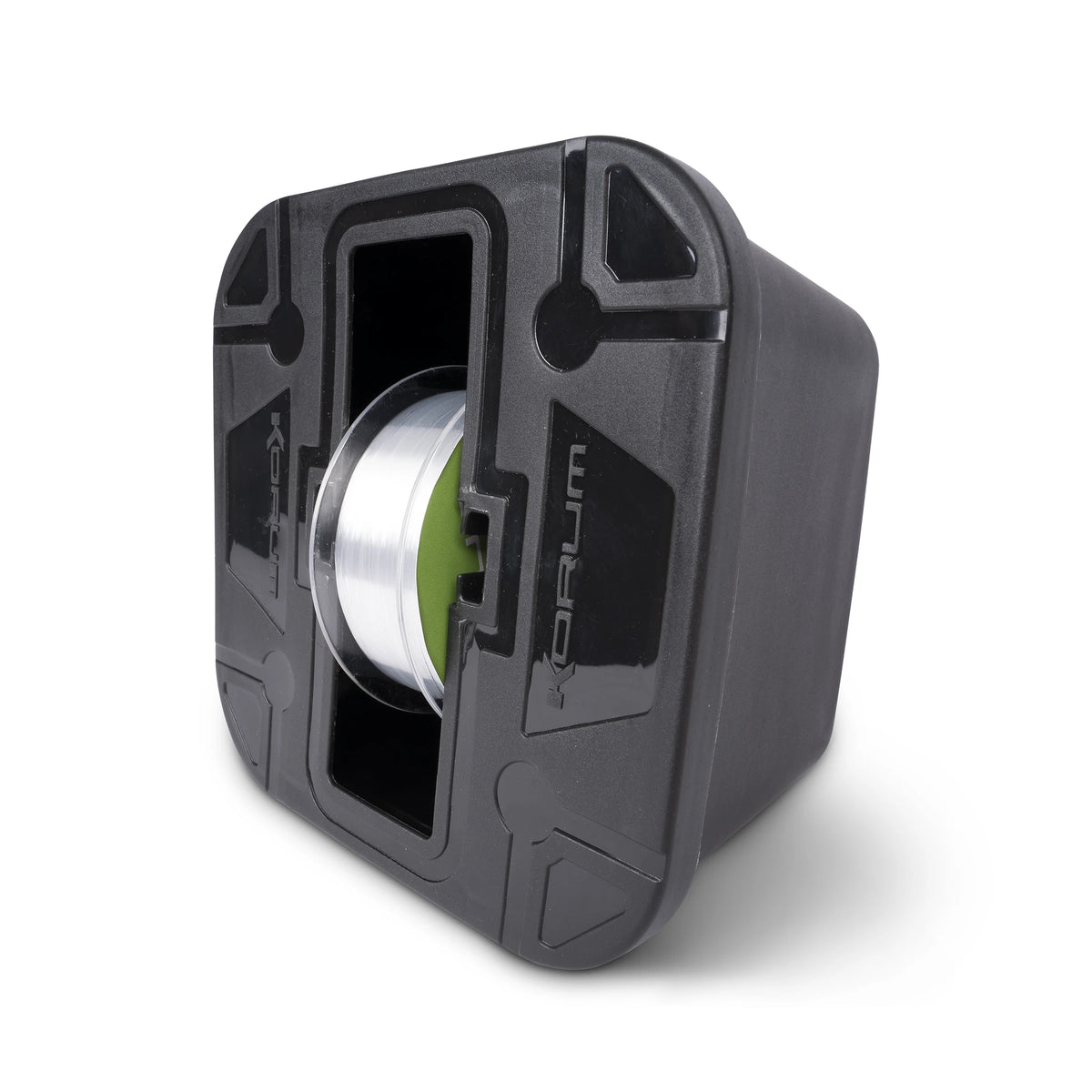 Korum Fishing Line Spooler – rechtop met geplaatste lijnspoel