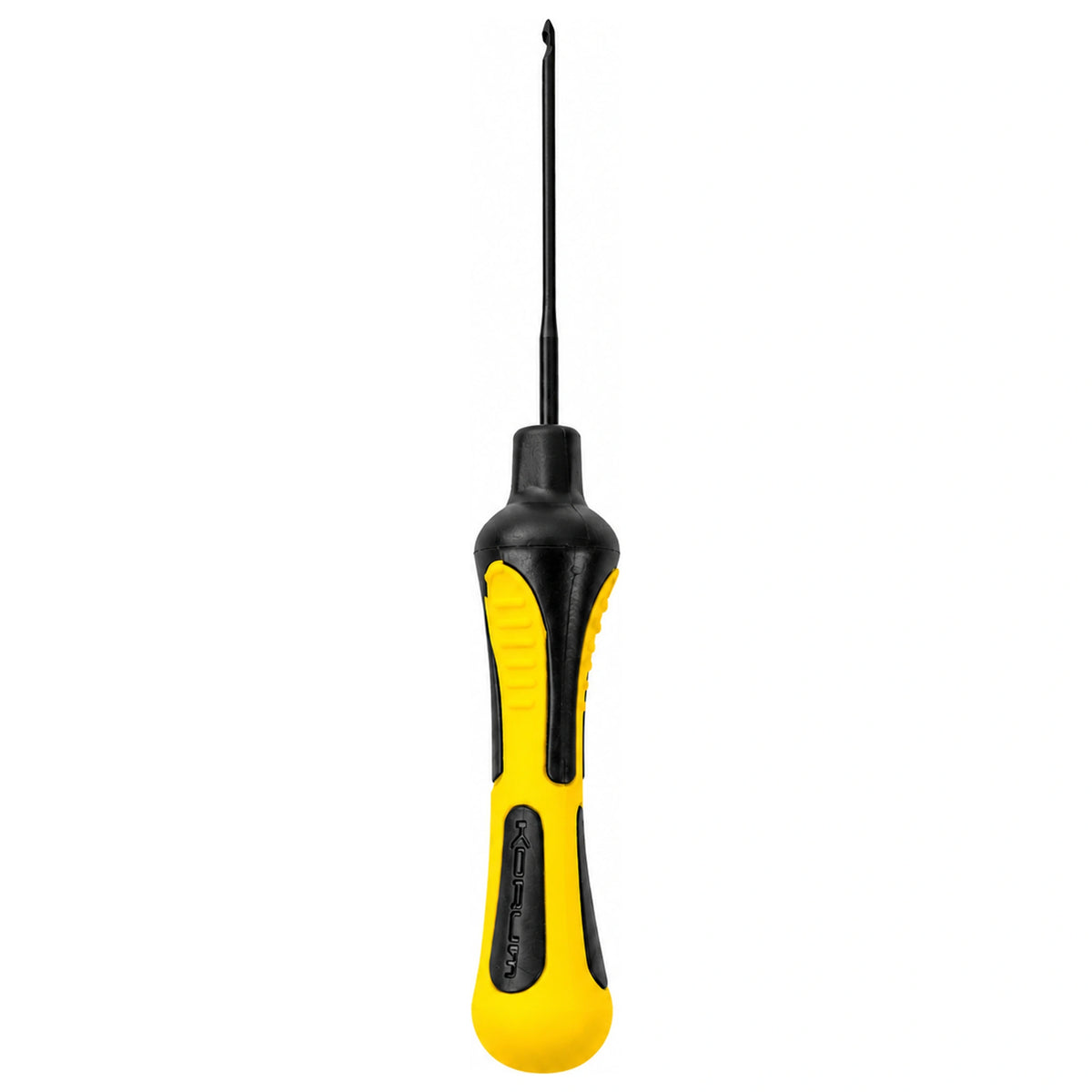 Korum Hair Needle Small aasnaald met zwarte naald en geel-zwarte handgreep, rechtop