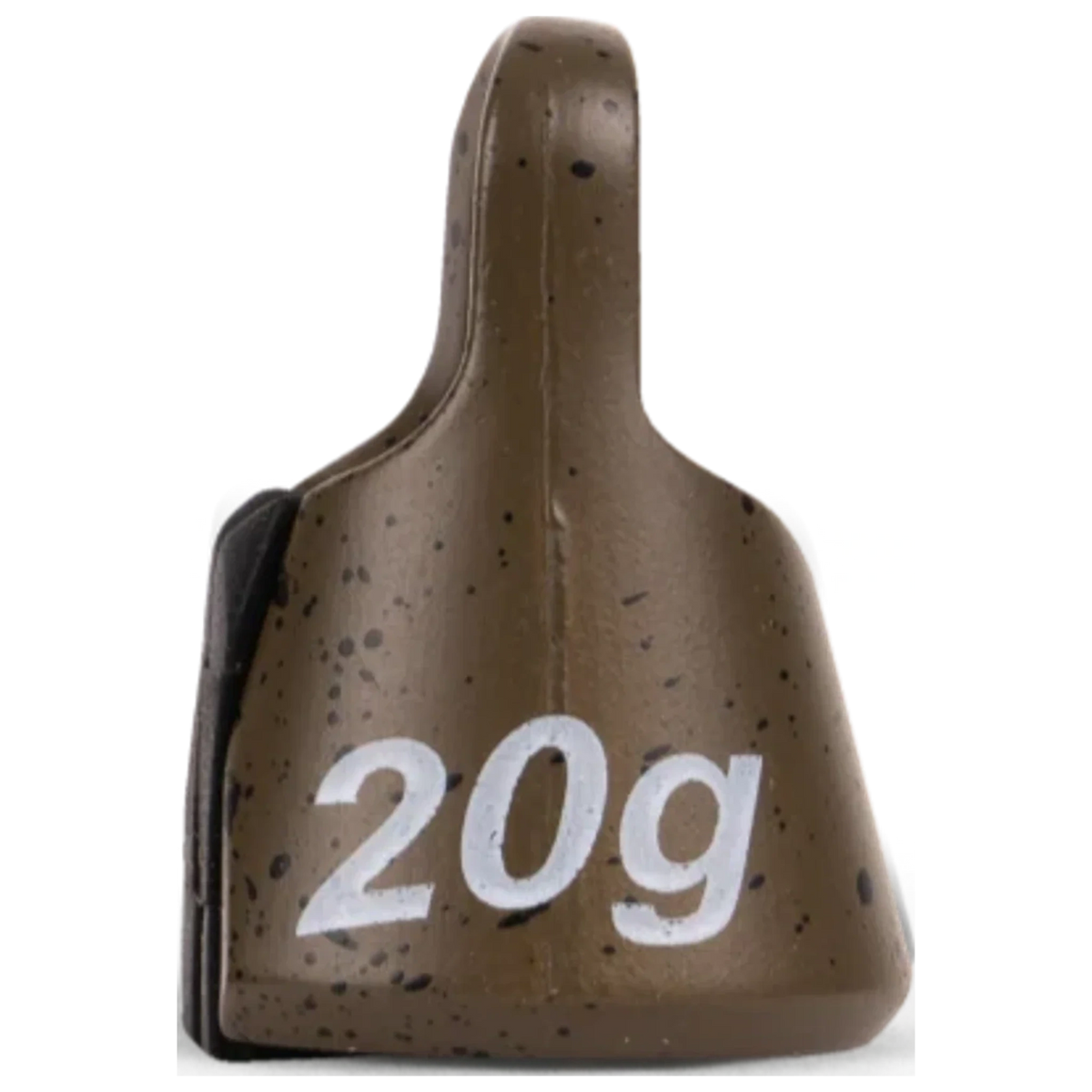 Korum Pinch-on Plummet 20g – detail van de gespikkelde behuizing en silicone klem