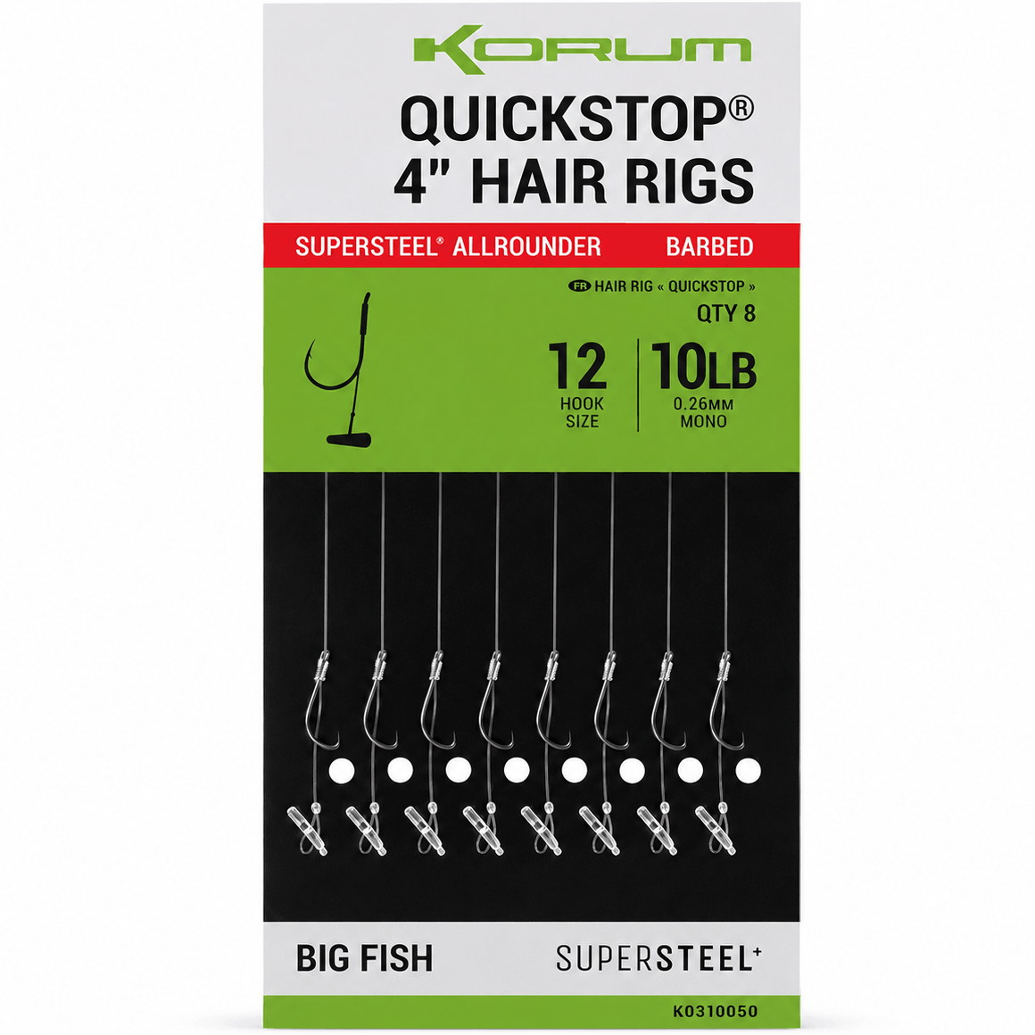 korum-quickstop-hair-rigs-supersteel-allrounder-barbless-barbeel-onderlijnen-10cm-size-12-026mm